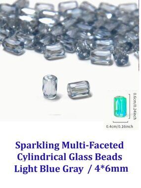 Sparkling Multi-Faceted  Cylindrical Glass Beads Light Blue Gray 4*6mm 40 Beads